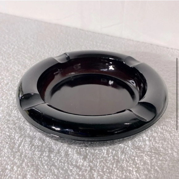 Vintage 1970s Brown Dark Glass Ashtray Trinket  Dish Heavy - Picture 5 of 10